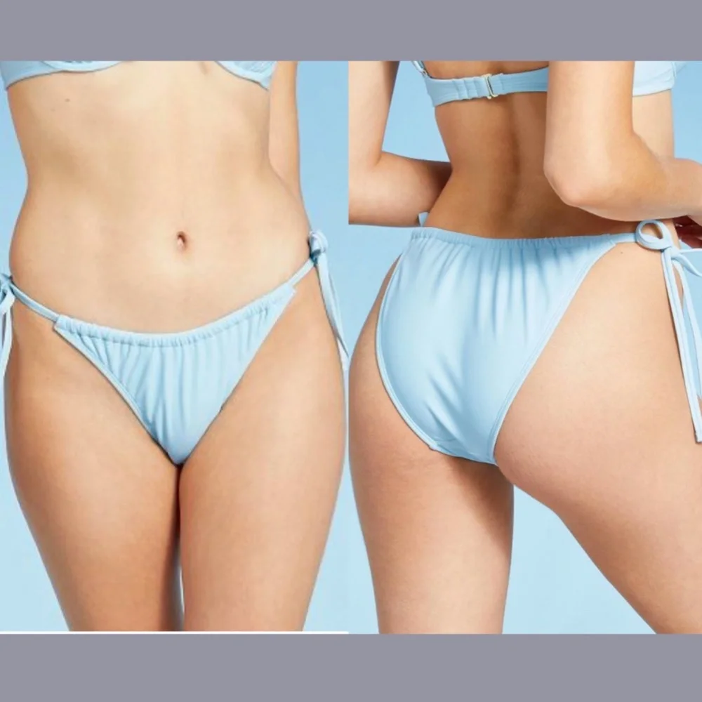 NWD Xhilaration‎ [ Medium ] Shirred Bikini Top + High Leg Bottom Light Blue